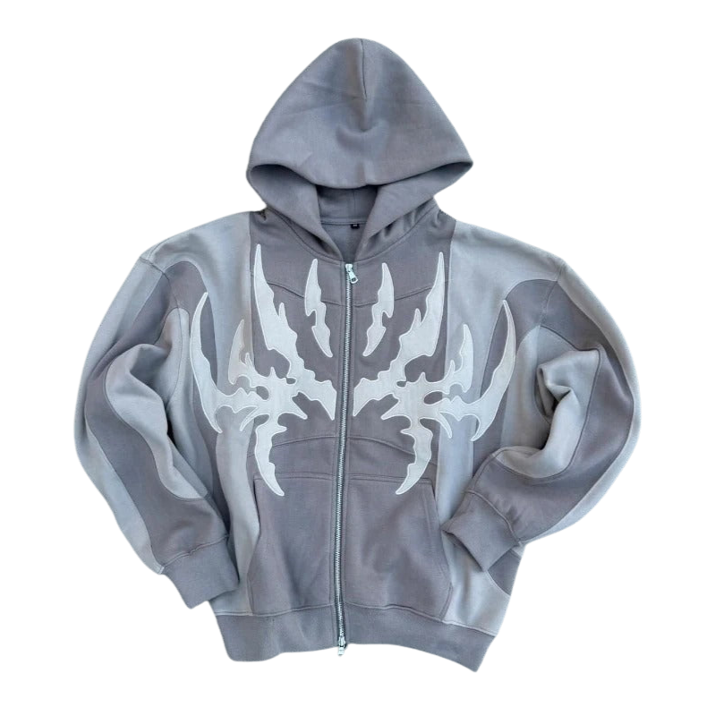 spliced embroidered hoodie