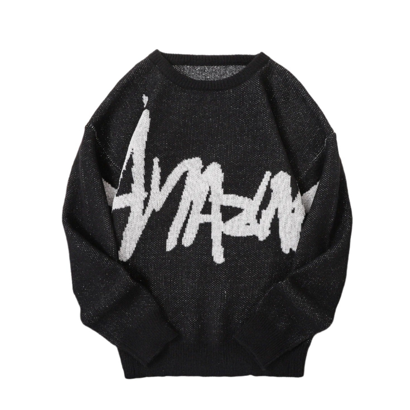 graffiti jacquard knitted sweater