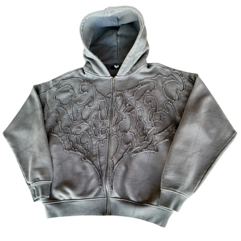 glazed zipped hoodie